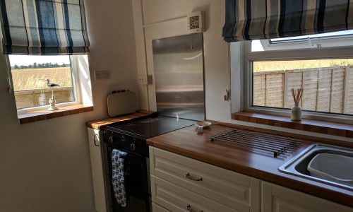 Kitchen with beautiful views of the fields