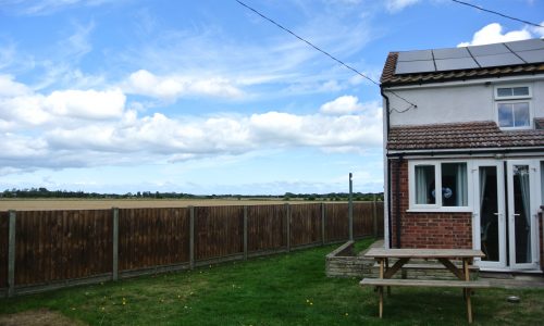 Back garden looking over the fields next door