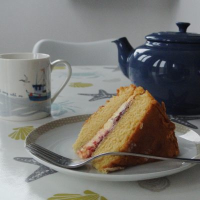 Teapot and coffee press is kept in the kitchen (cake not included..!)